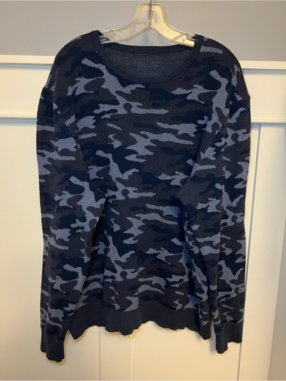 Blue camo heavyweight knit sweater